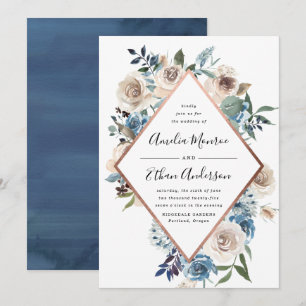 Invitación de boda con marco floral de belleza flo