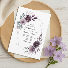 Invitación de boda con marco floral de lavanda