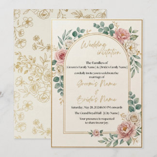Invitación de Boda con Marco Floral de Lujo