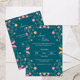 Invitación de Boda con Marco Floral Intricado Verd