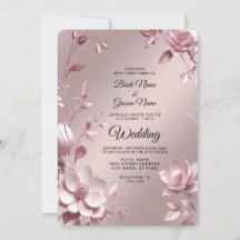 Invitación de boda con marco floral rosa delicado