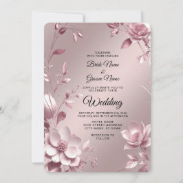 Invitación de boda con marco floral rosa delicado