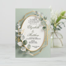 Invitación de boda con marco geométrico de eucalip