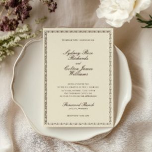 Invitación de boda con marco ornamentado romántico