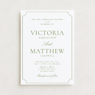 Invitación de boda con marco recortado verde cítri