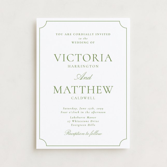Invitación de boda con marco recortado verde cítri (Subido por el creador)