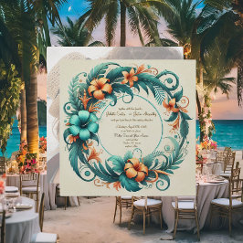 Invitación de boda con marco redondo iridiscente t