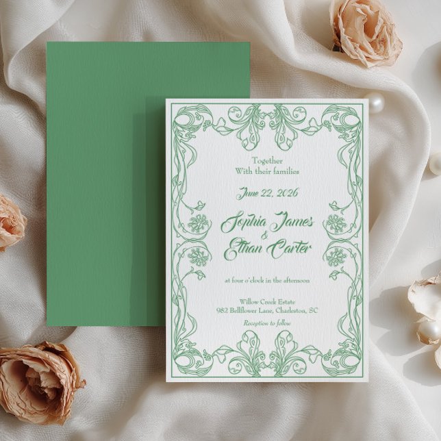 Invitación de boda con marco vintage elegante (Subido por el creador)