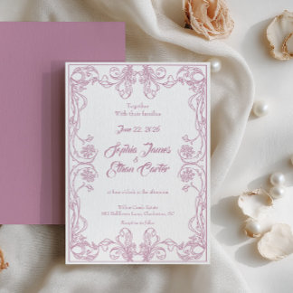 Invitación de boda con marco vintage elegante