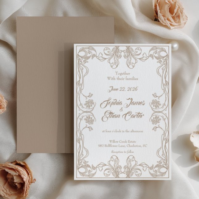 Invitación de boda con marco vintage elegante (Subido por el creador)