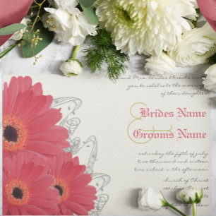 Invitación de boda con margarita de Gerber fucsia