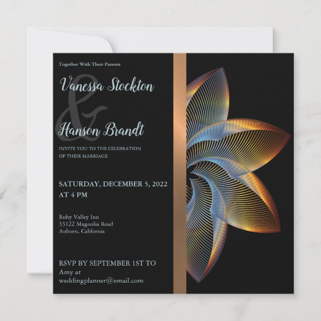 Invitación de boda con molinete elegante (Anverso)