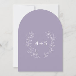 Invitación de boda con monograma arqueado de hoja