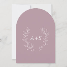 Invitación de boda con monograma arqueado de hoja