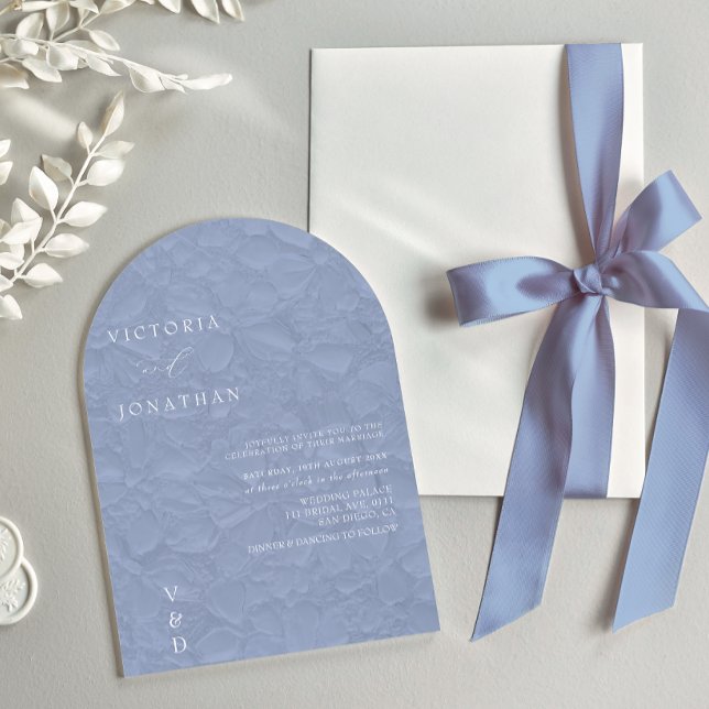 Invitación de boda con monograma azul (Subido por el creador)