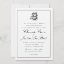 Invitación de boda con monograma "B" negro