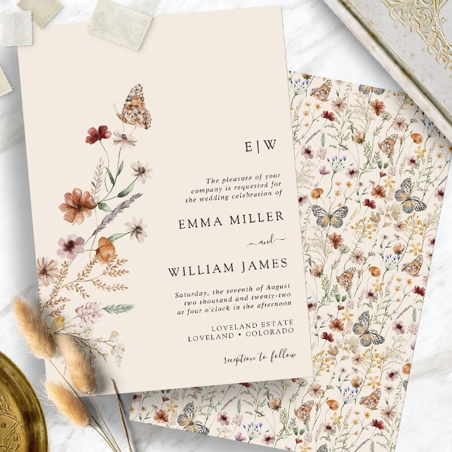 Invitación de boda con monograma boho (Boho Monogram Wedding Invitation
)