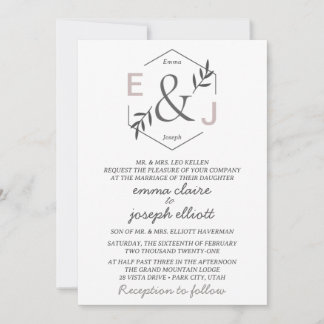Invitación de boda con monograma de ampersand