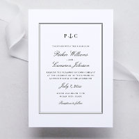 Invitación de boda con monograma de ancla negra y 