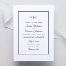 Invitación de boda con monograma de ancla negra y