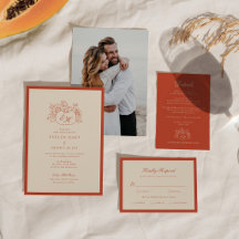 Invitación de boda con monograma de calabaza de te