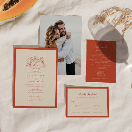 Invitación de boda con monograma de calabaza de te