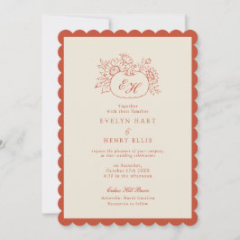 Invitación de boda con monograma de calabaza escal