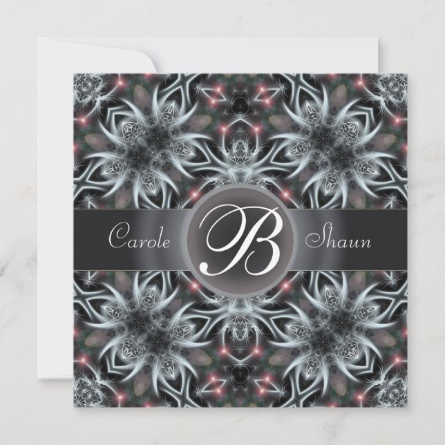 Invitación de boda con monograma de cielo de fanta (Anverso)