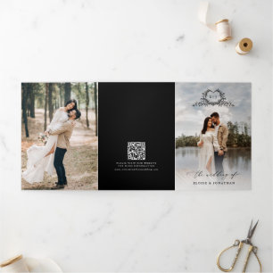 Invitación de Boda con Monograma de Cresta Minimal