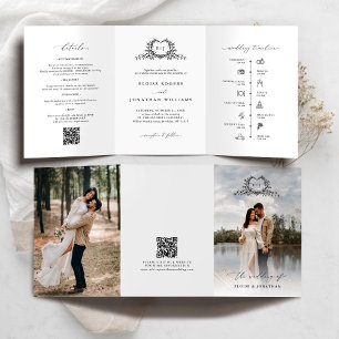 Invitación de Boda con Monograma de Cresta Minimal