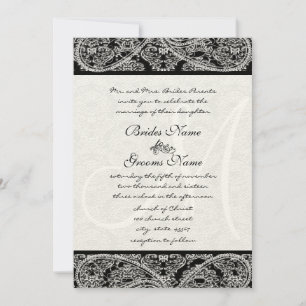 Invitación de Boda con Monograma de Damasco en Pai