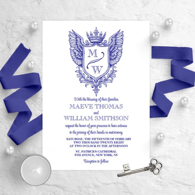 Invitación de Boda con Monograma de la Cresta Real (Subido por el creador)