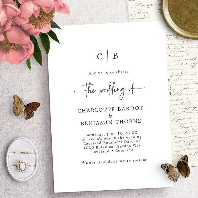 Invitación de boda con monograma de letra script (Subido por el creador)