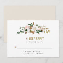 Invitación de boda con monograma de magnolia acuar