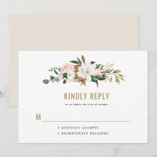 Invitación de boda con monograma de magnolia acuar