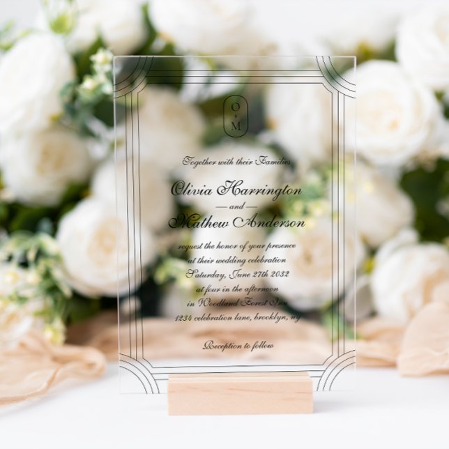 Invitación de Boda con Monograma de Marco Geométri (Subido por el creador)