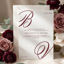 Invitación de boda con monograma de marfil de Borg