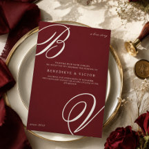 Invitación de boda con monograma de marfil de Borg