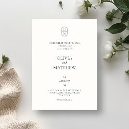 Invitación de boda con monograma de tipografía chi