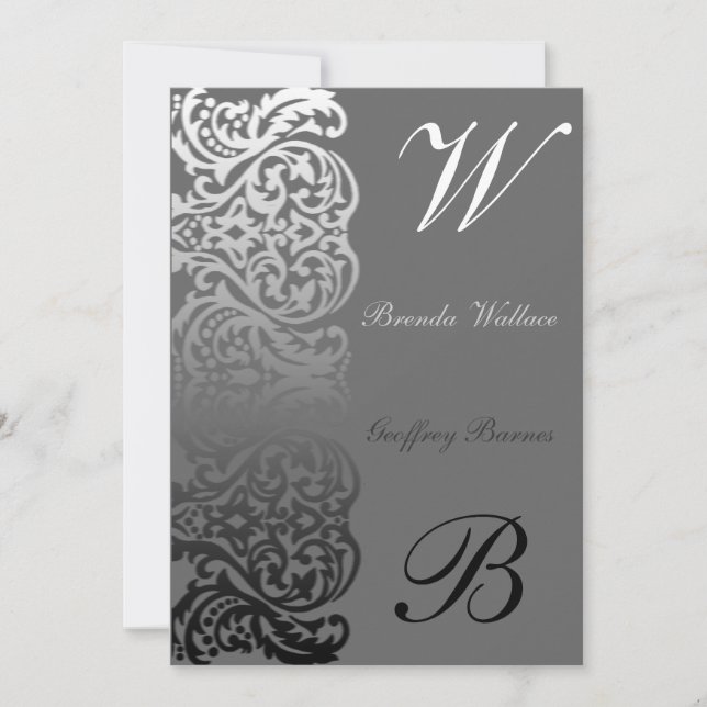 Invitación de boda con monograma doble (Anverso)