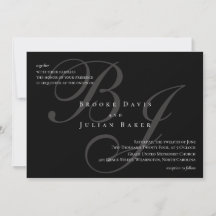 Invitación de boda con monograma elegante