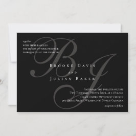 Invitación de boda con monograma elegante
