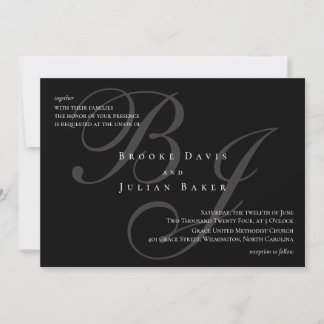 Invitación de boda con monograma elegante