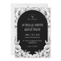 Invitación de boda con monograma floral rústico en