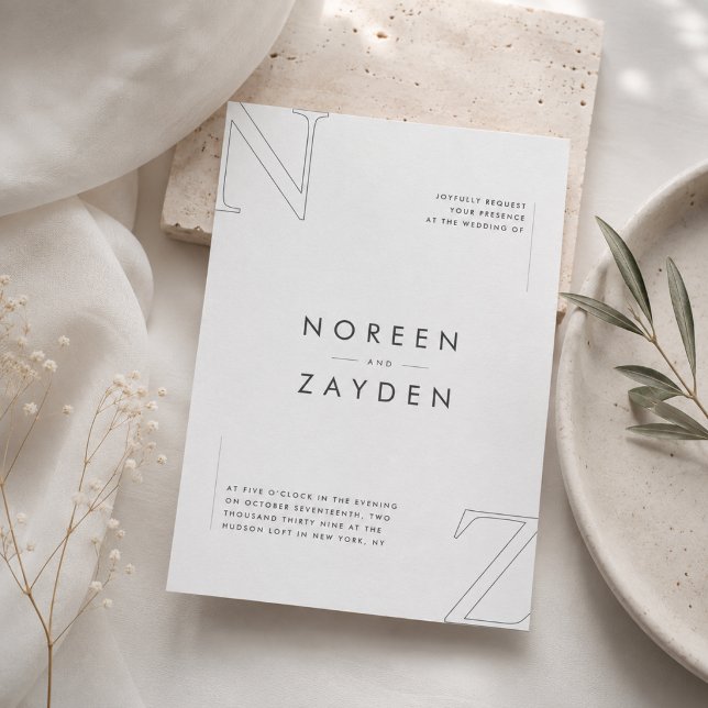 Invitación de boda con monograma minimalista moder (Subido por el creador)
