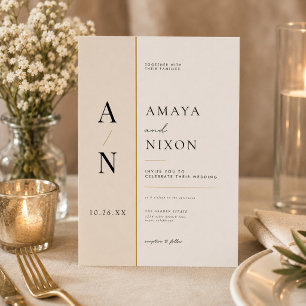 Invitación de boda con monograma minimalista moder
