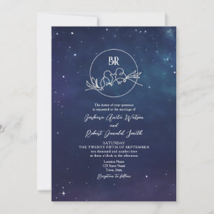 Invitación de Boda con Monograma Nocturno Estrella