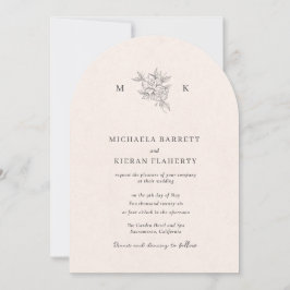 Invitación de Boda con Monograma Tradicional Rosa 