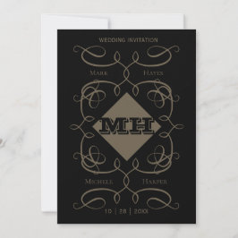 Invitación de boda con monograma victoriano