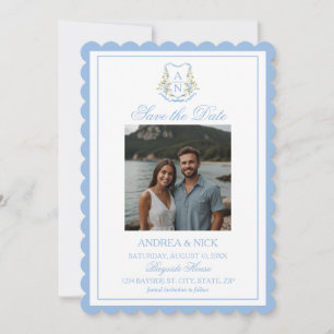 Invitación de Boda con Monograma y Cresta de Horte